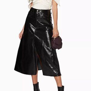Beaufille Latona Black Patent Faux-Leather Skirt